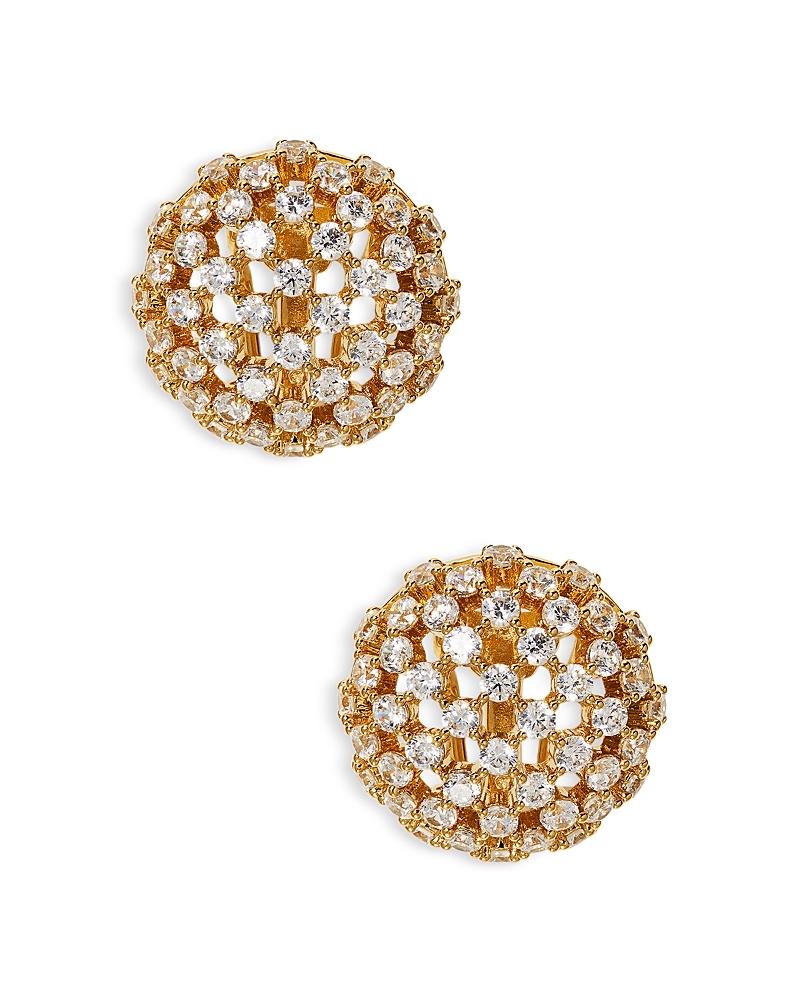 NADRI CUBIC ZIRCONIA PAVE JUNO DOME STUD EARRINGS