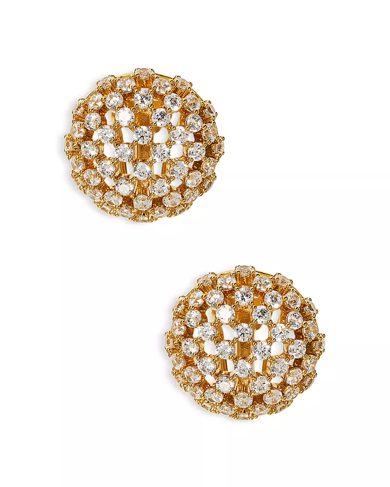 Nadri Cubic Zirconia Pave Juno Dome Stud Earrings