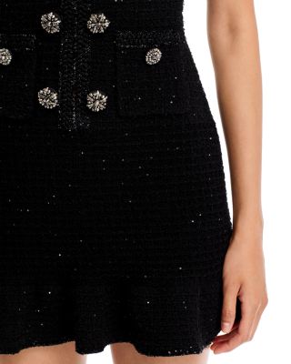 knee length dresses for ladies Self-Portrait Cream Sequin Knit Pearl Mini Dress – CHUUI_Collection main image 0
