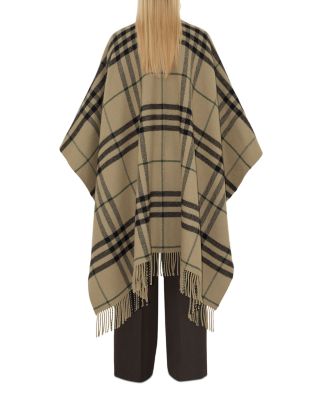 Check Wool Cashmere Cape