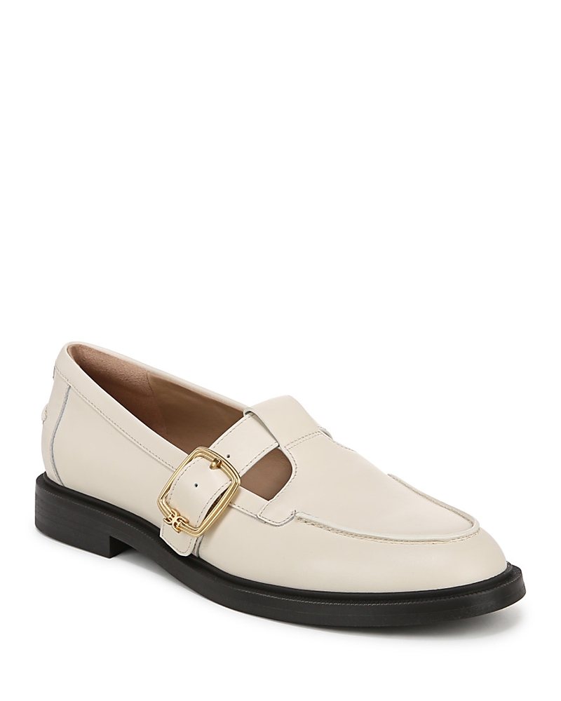 Sam Edelman Elaina T-strap Buckle Loafer Modern Ivory Leather In Modern Ivory
