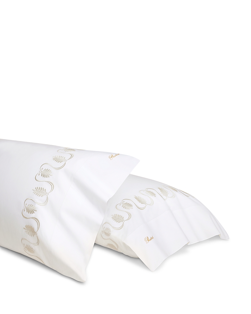 Pratesi Paolina Pillowcase, Standard, Set Of 2 In White/sage