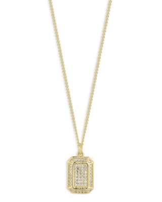 Aqua Pave Tag Pendant Necklace, 16-18 - Exclusive