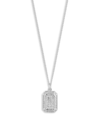 Aqua Pave Tag Pendant Necklace, 16-18 - Exclusive