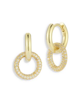 Aqua Cubic Zirconia Pave Circle Drop Earrings - Exclusive