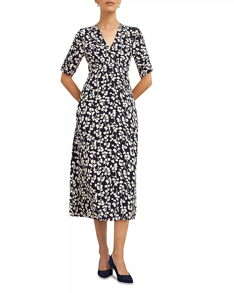 Hobbs London Bonnie Floral Print Midi Dress