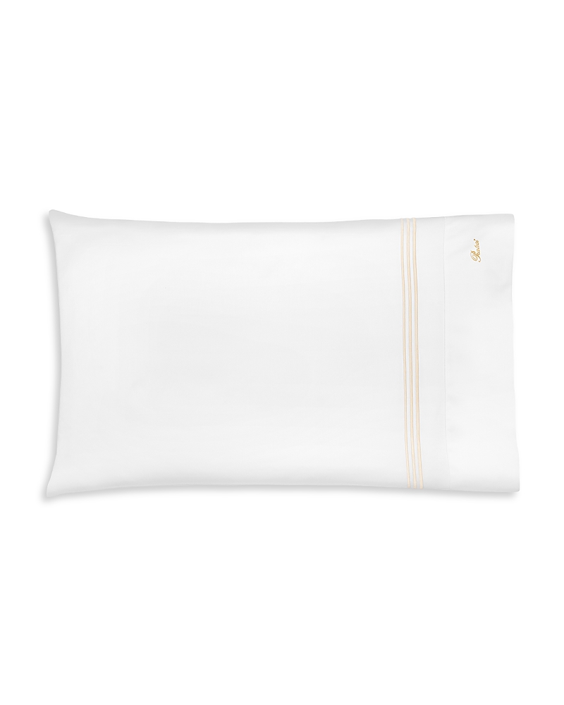 Pratesi Tre Righe Splendore Queen Pillowcase Set In White/beige