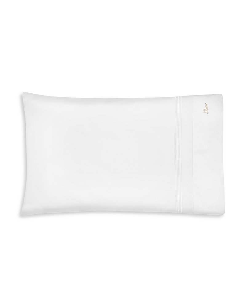 Pratesi Tre Righe Splendore Standard Pillowcase Set In White/white