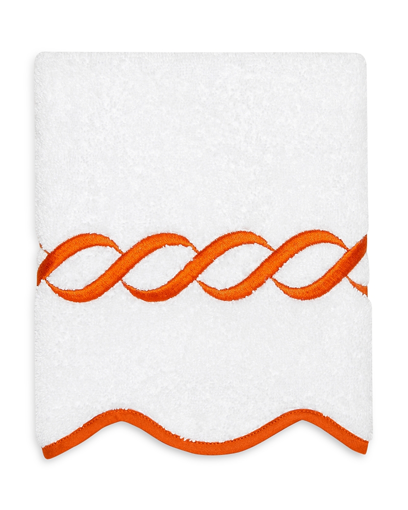 Pratesi Cotton Treccia Face Cloth In White/orange