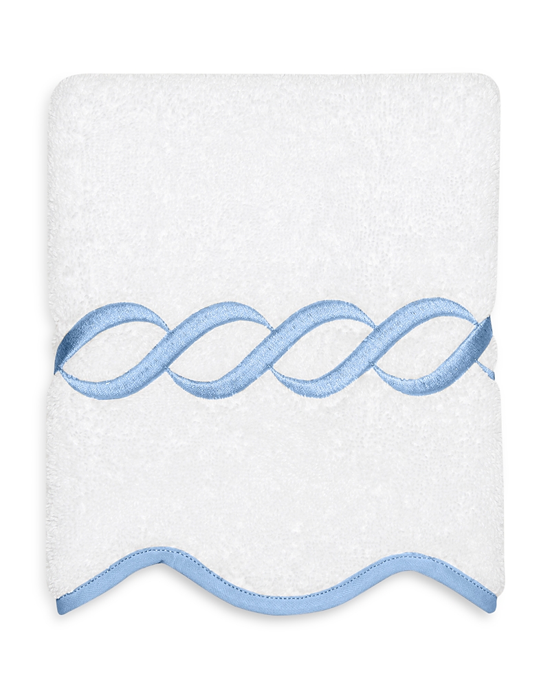 Pratesi Cotton Treccia Face Cloth In White/medium Blue