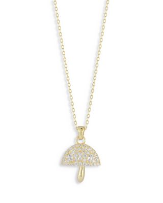 AQUA - Pav&eacute; Mushroom Pendant Necklace, 16"-18" - Exclusive