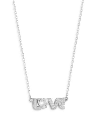 Aqua Cubic Zirconia Heart Vintage Love Pendant Necklace, 15.5-17.5- Exclusive