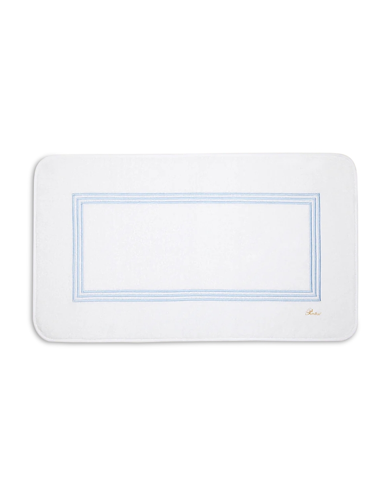 Pratesi Tre Righe Tub Mat In White/light Blue