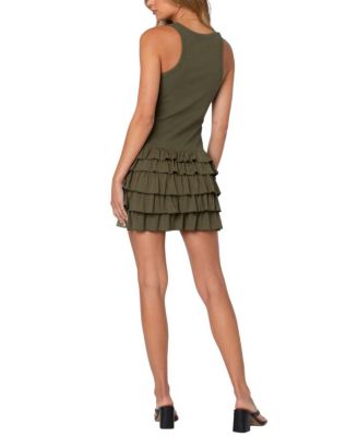 Margot Ruffle Hem Ribbed Mini Dress