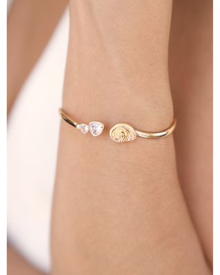 Crystal Swirled Shell Cuff Bracelet in 18K Gold Plated