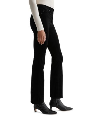 Farrah Bootcut Mid Rise Velvet Jeans in Super Black