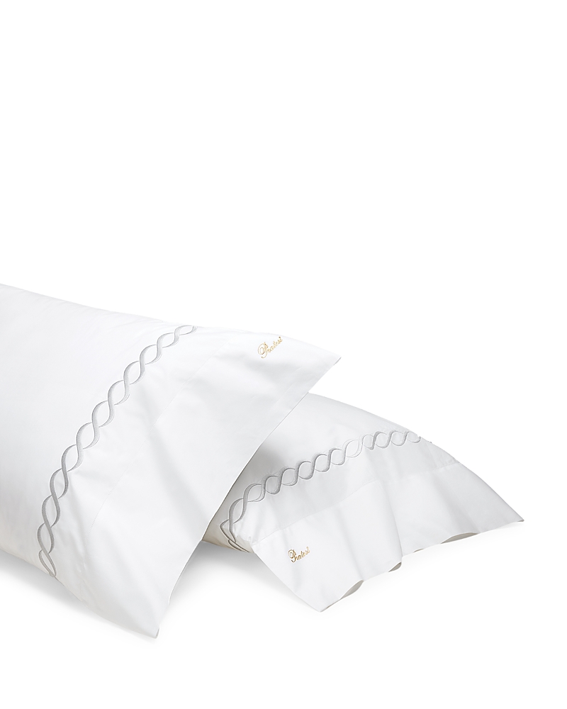 Pratesi Treccia Moderno Pillowcase, Standard, Set Of 2 In White/sterling