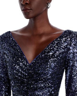 Akinari Gathered Sequin Gown