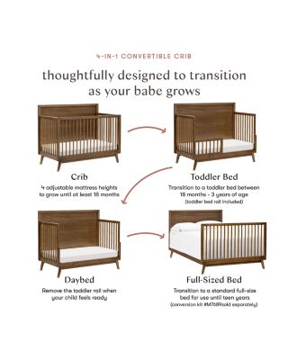 Palma 4 in 1 Convertible Crib with Toddler Bed Conversion Kit