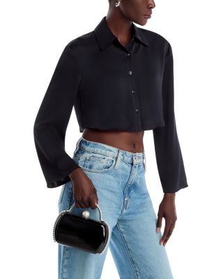 Imitation Pearl Trim Minaudiere Box Clutch - Exclusive