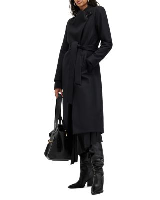 Riley Wrap Around Belted Long Line Wool Coat