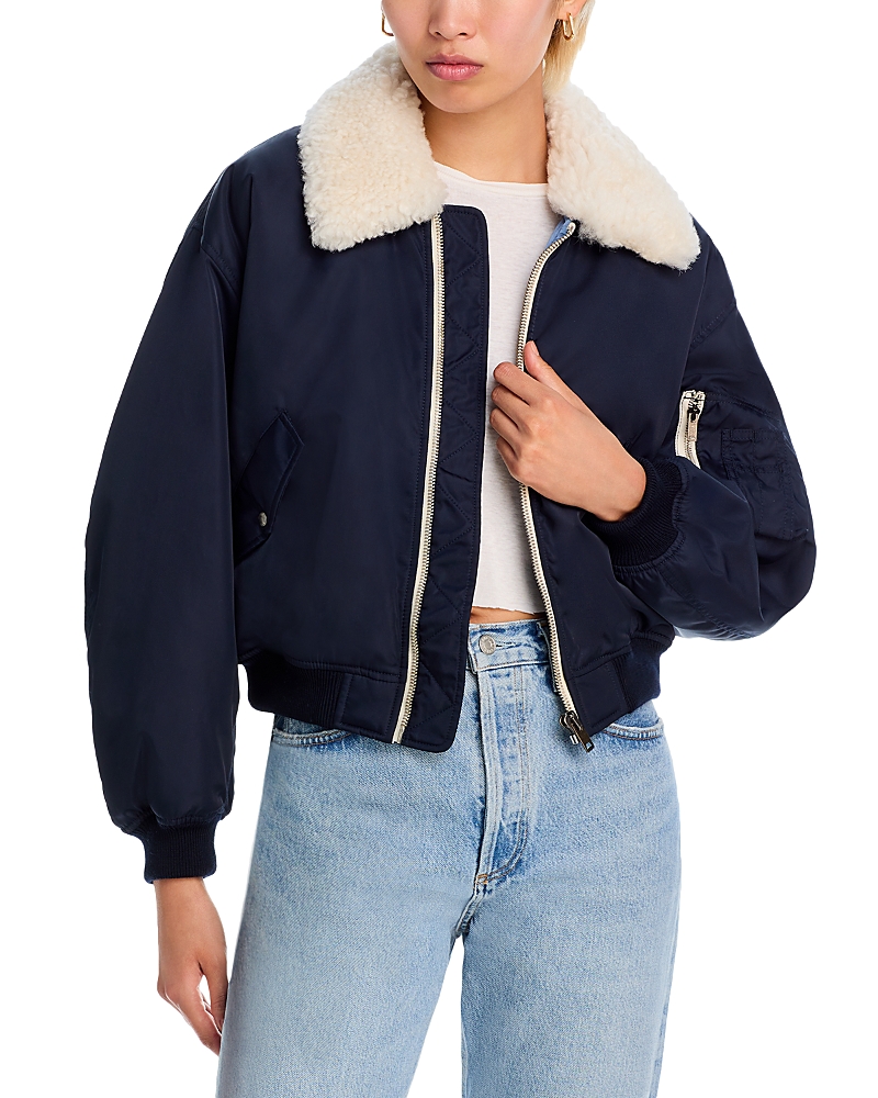 Re/done Shrunken Bomber Navy In Navy