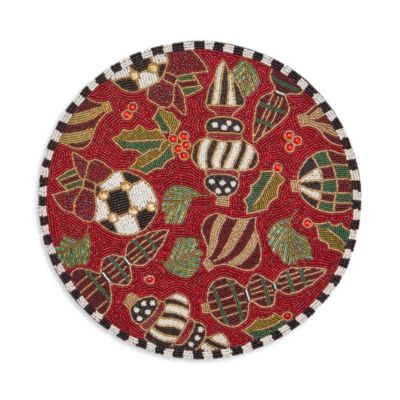 Mackenzie-Childs - Deck the Halls Red Beaded Placemat