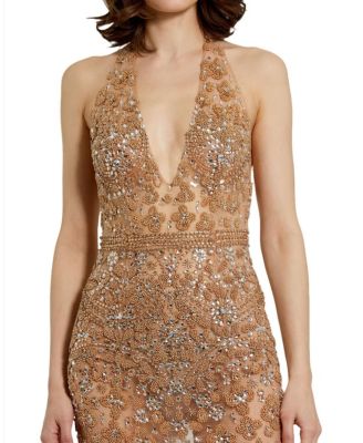 Halter Top Sequins And Beaded Embellished Sheer Gown