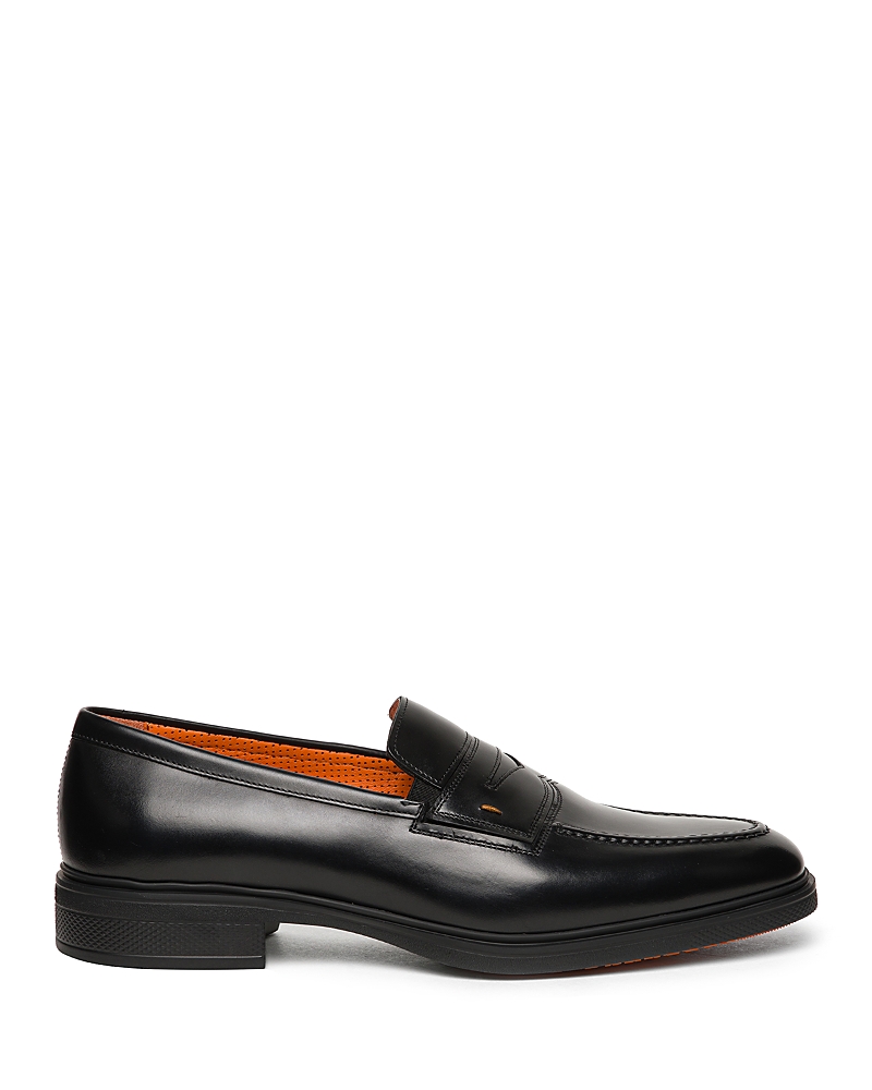 Santoni Easy Leather Loafers In Black