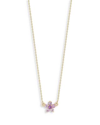 Moon & Meadow 14K Yellow Gold Amethyst Flower Pendant Necklace, 16-17