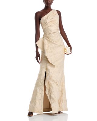 Metallic Jacquard One Shoulder Gown