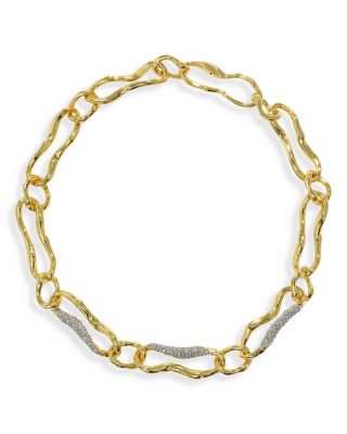 Alexis Bittar Solanales Pave Link Collar Necklace in 14K Gold Plated, 18