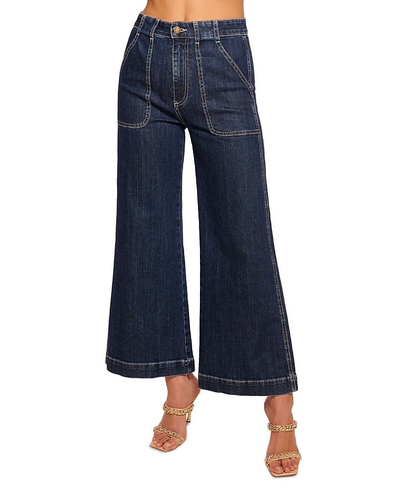 RAMY BROOK THEODORA HIGH RISE ANKLE WIDE LEG JEANS IN DARK WASH