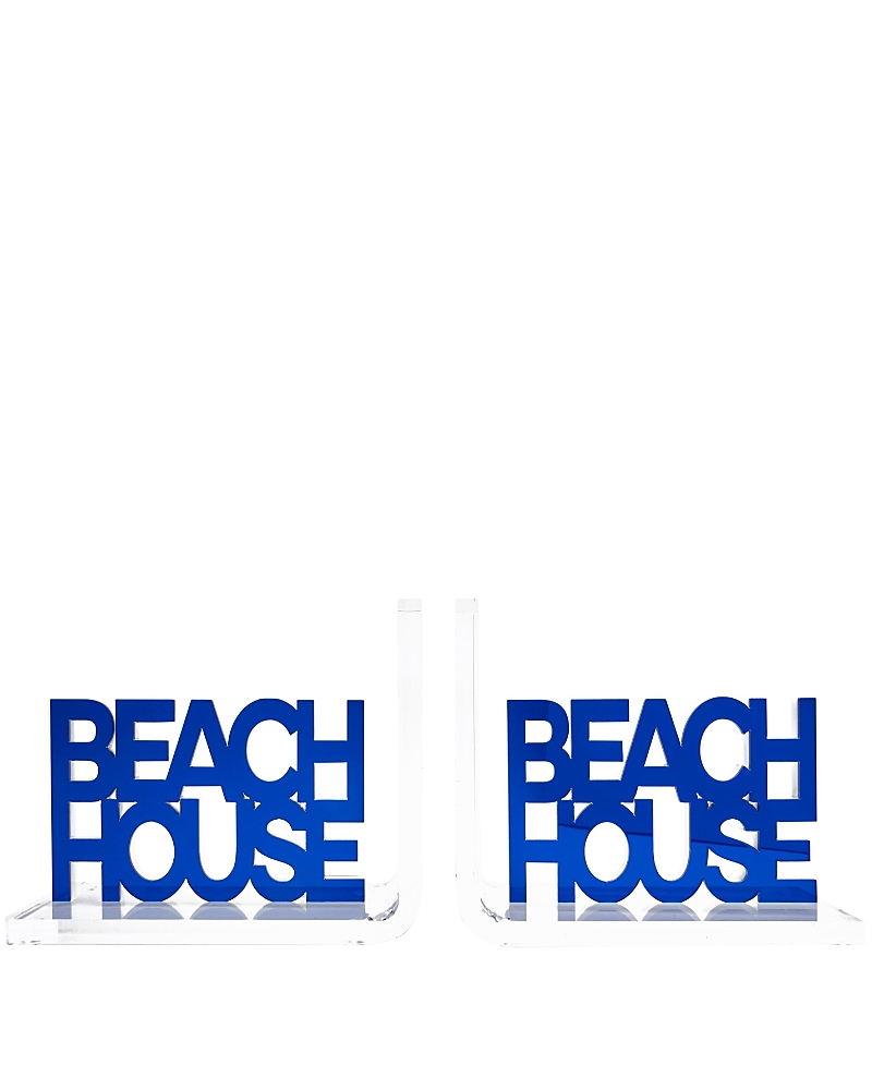 Tara Wilson Designs Mirror Beach House 2-piece Bookend Set In Blue