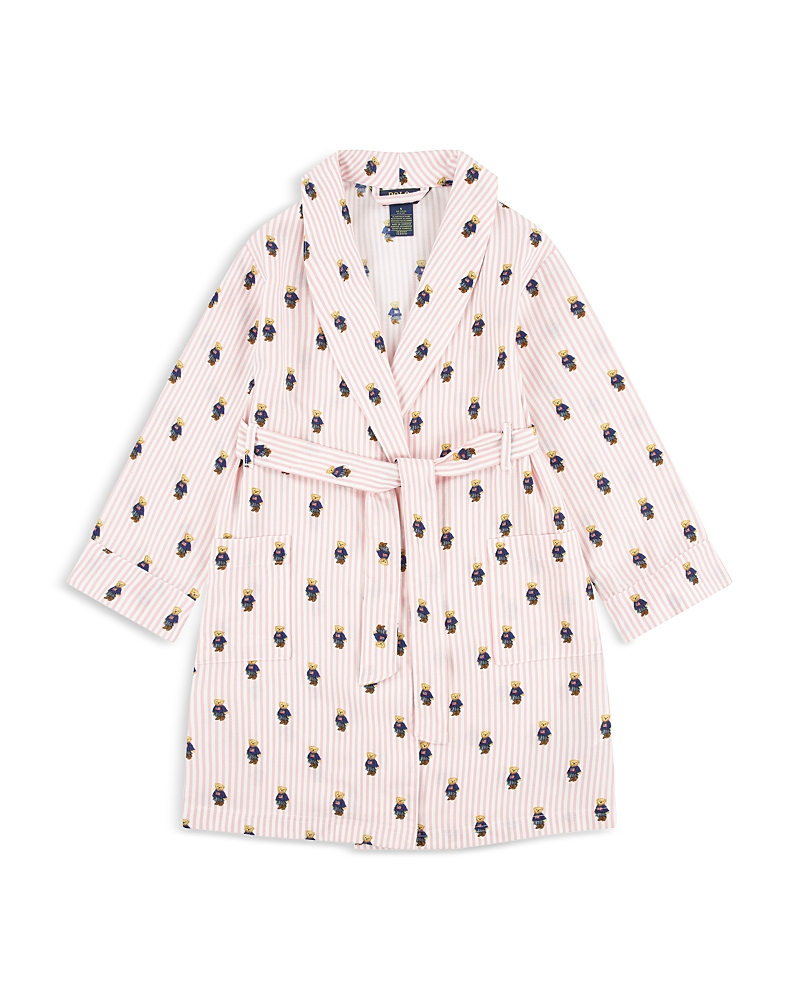Polo Ralph Lauren Girls Pink Polo Bear Dressing Gown In Carmel Pink