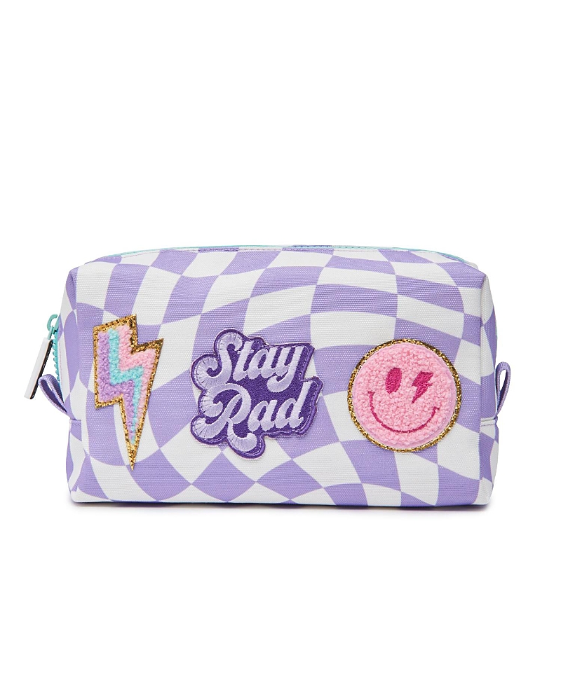 Shop Little Chicken Checkered Patched Pouch In Light/pastel Purple