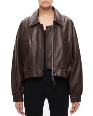 Shoreditch Ski Club Elle Leather Bomber Jacket