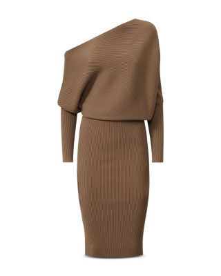 Lara Off-The-Shoulder Ribbed Midi Dress