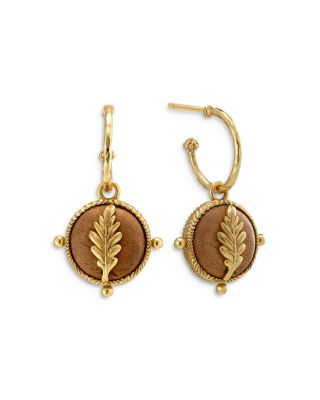 Capucine De Wulf - Forest Walk Oak Leaf Teak Double Sided Charm Hoop Earrings