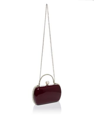 Imitation Pearl Trim Minaudiere Box Clutch - Exclusive