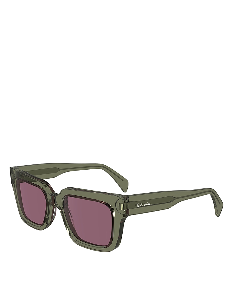 Paul Smith Men's Kenton Acetate Rectangle Sunglasses In Green/brown Solid