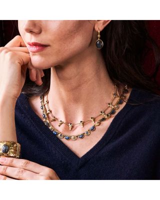 Cleopatra Blue Labradorite Riviere Collar Necklace, 17-19"