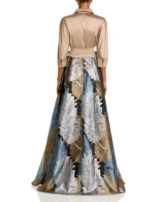 Metallic Jacquard Shirt Dress Gown