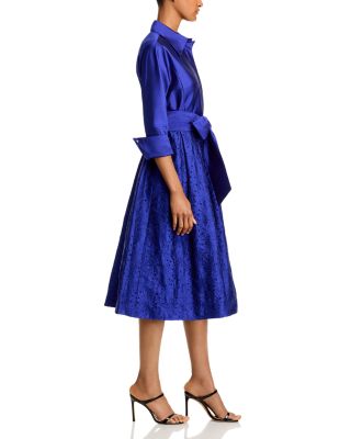 Embroidered Sash Belt Shirt Dress