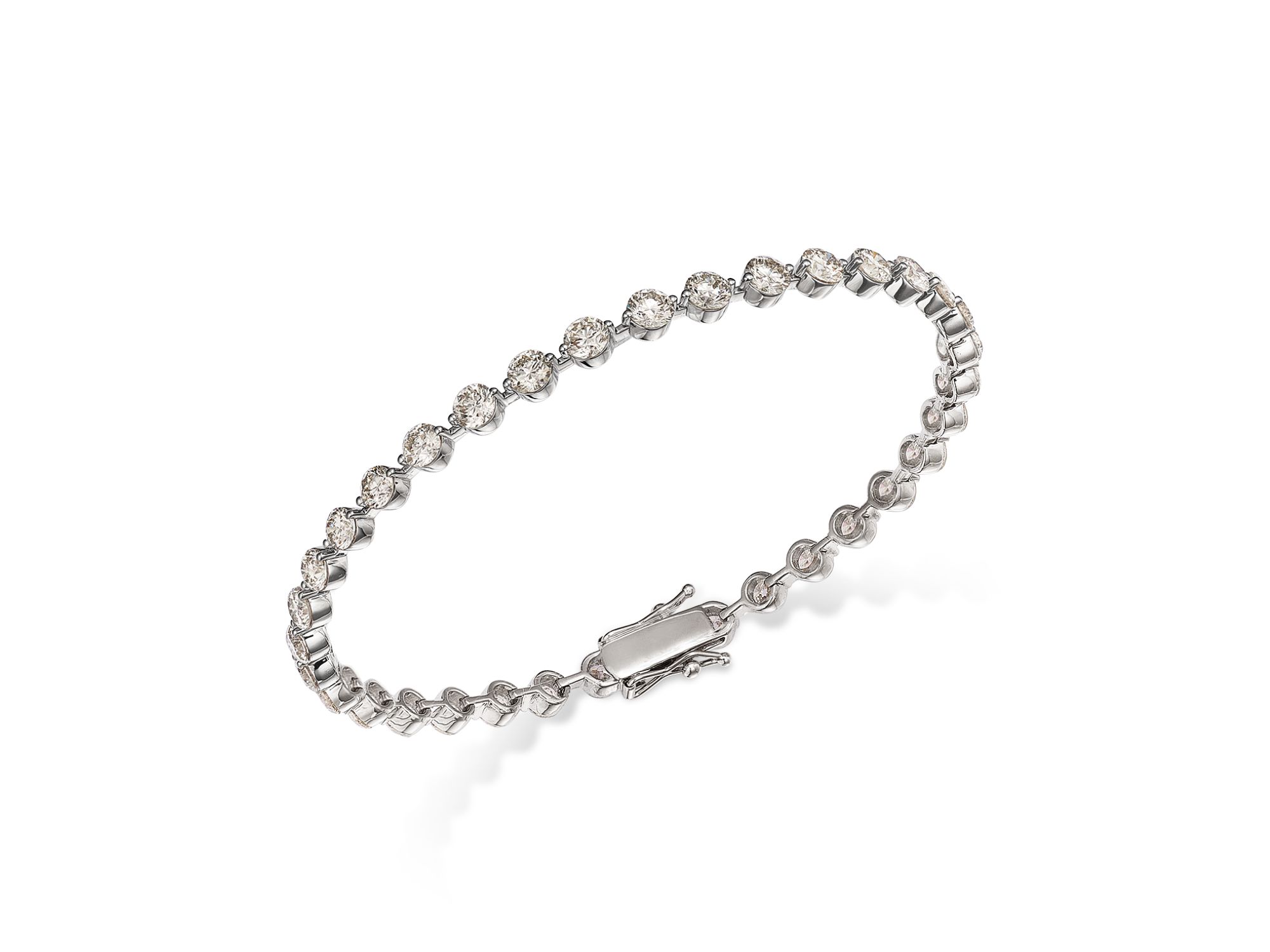 Certified Diamond Tennis Bracelet in 14K Gold, 7.0 tcw - Image 1