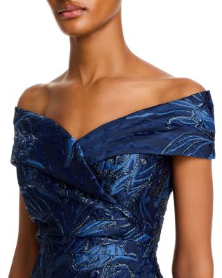 Off-the-Shoulder Metallic Jacquard Gown