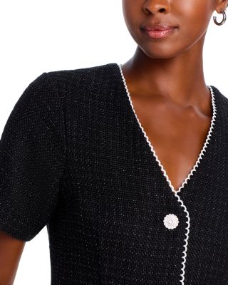 Tweed Lace Trim Short Sleeve Dress - 100% Exclusive