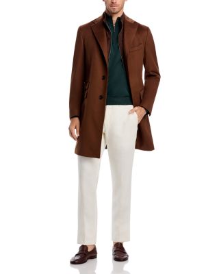 Wool Topcoat with Zip Out Microsuede Bib 