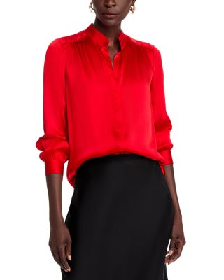 L'AGENCE - Bianca Silk Banded Collar Blouse