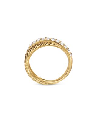 Crossover Two Row Ring in 18K Yellow Gold with Diamonds, 5mm